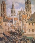 Camille Pissarro The Old Marketplace in Rouen and the Rue de I'Epicerie (mk09) oil on canvas